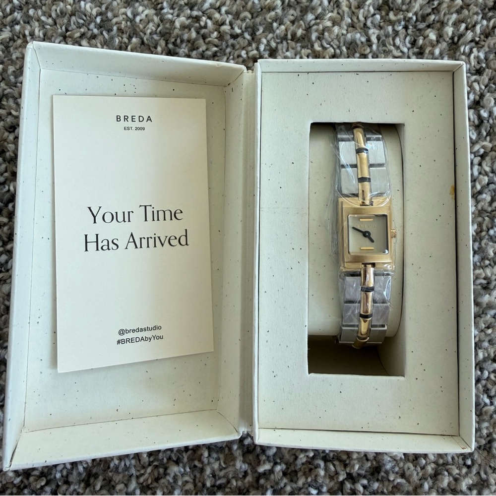NWT Breda Relic Two-Tone Mixed Metal Women's Watch 18K Gold Plated - Picture 4 of 8
